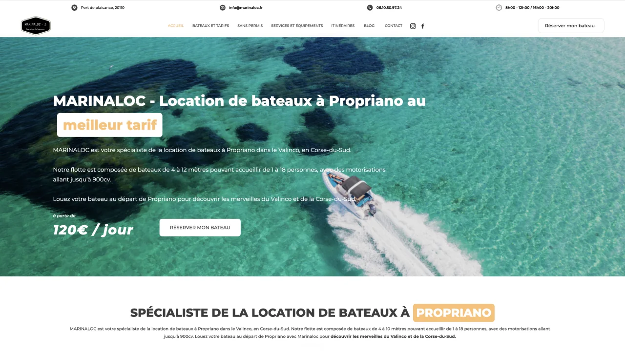 Aperçu du site Marinaloc